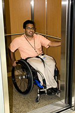 wheelchair in an elevator
